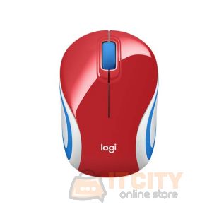 Logitech M187 Ultra Portable Wireless Mouse(Red/White)