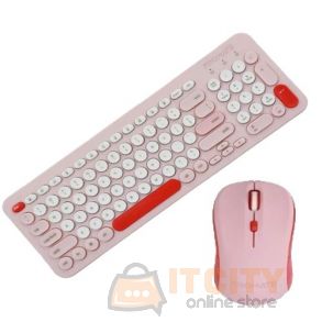 Promate Sleek Wireless Multimedia Keyboard & Mouse Combo - Pastel Pink