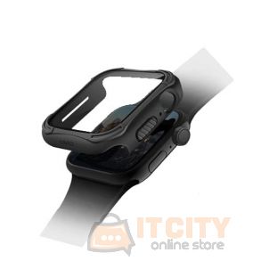 Uniq Torres Antimicrobial watch Case 9H Tempered Glass Screen protector 44MM -  Midnight Black