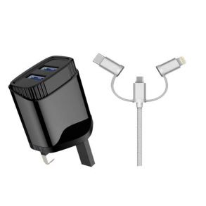 iends  IE-AD847-V2 Travel Charger With 3 in 1 USB Cable