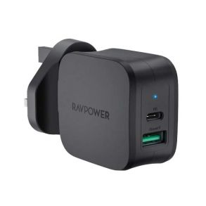 RAVPower PD Pioneer 30W 2-Port Wall Charger RP-PC144 UK Plug – Black
