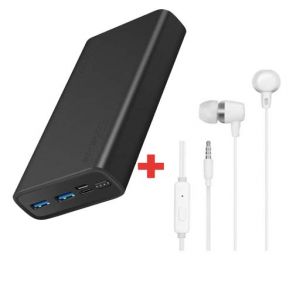 Promate Bolt-20 2000 Mah Power Bank + HP DHE_7000 Wired Headset