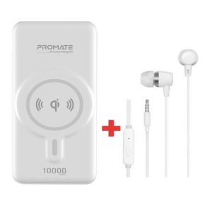 Promate Mag10 Magnetic Wireless Charging Powerbank With HP DHE-7000 Wired Headset