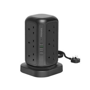 Promate PowerTower-5 16-in-1 Multi-Socket Surge Protected Power Tower