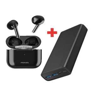 Promate Freepods-2 TWS Earbuds With Promate 10000mAh Powerbank