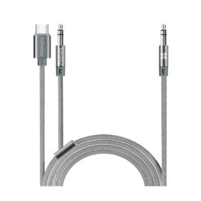 Promate AUXLink-CM 2-in-1 USB-C/3.5mm to 3.5mm AUX Audio Cable - Grey